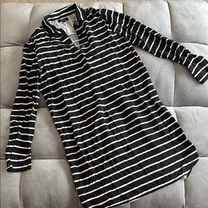 “Madewell”: Black and White Striped Shirt dress